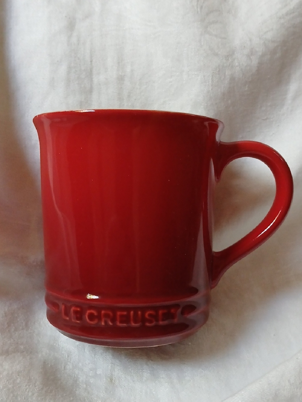 Le Creuset Stoneware Coffee Mug Cup 12 oz Cerise Red Fade Ombre